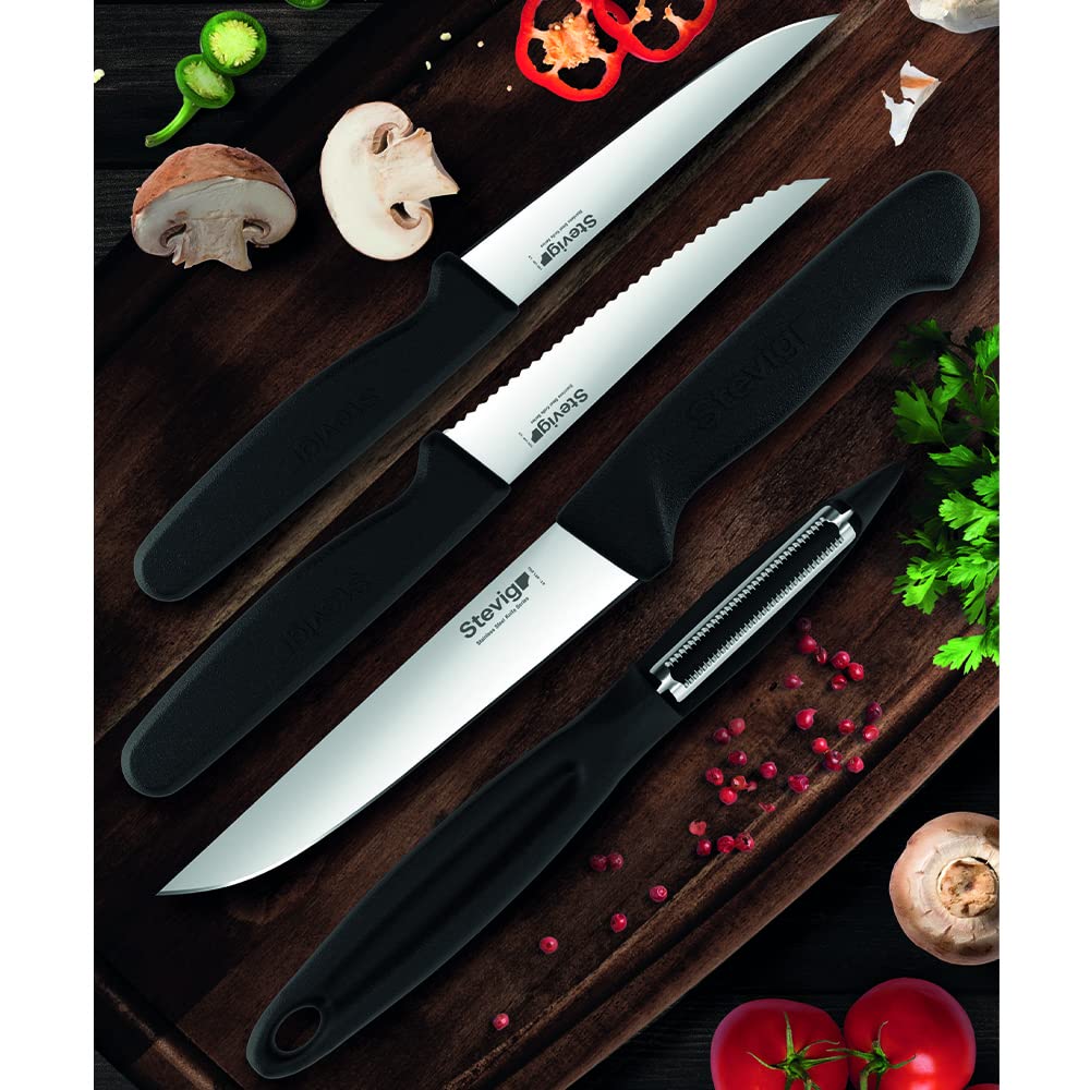 Stevig Cut 4 Fresh Sebze Soyacak ve Bıçak Seti 4 Parça Siyah ST-401
