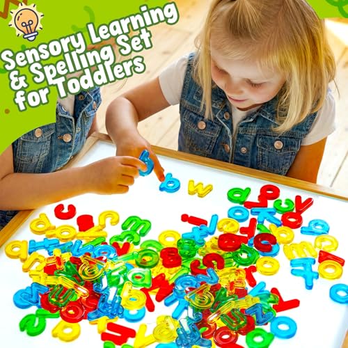 Image of Bbiamsleep 78PCS Plastic Lowercase Letters Light Table Manipulatives | Colorful Transparent Letters Light Table Accessories for Sorting Counting Training Spelling