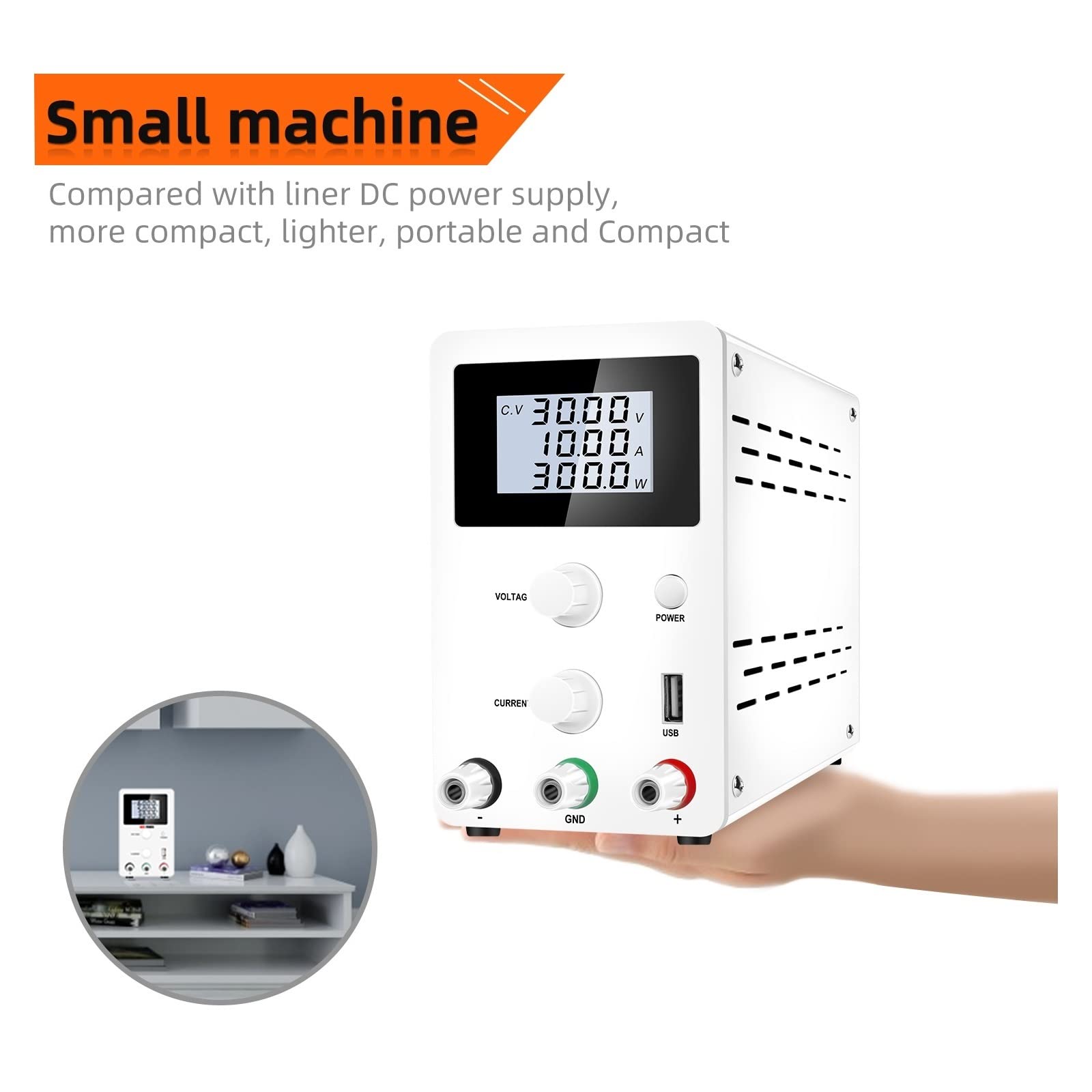Zasilacz prądu stałego o zmiennym napięciu, Zasilacz DC laboratoryjny stół warsztatowy do konserwacji 30V 10A Regulator napięcia prądu 60V 5A stabilizator przełączający moc(120V 3A White)