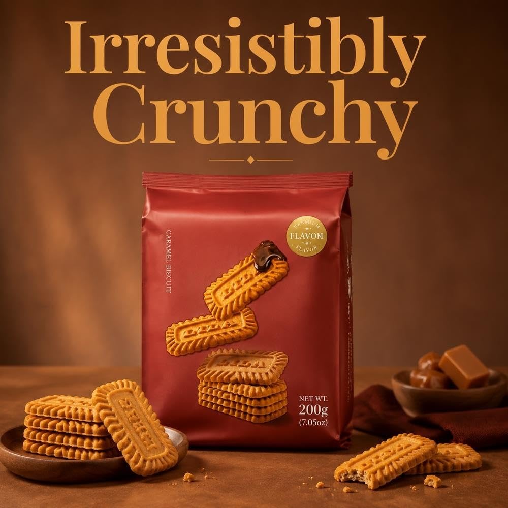 Snack con biscotti al caramello, confezione da 2 confezionati singolarmente