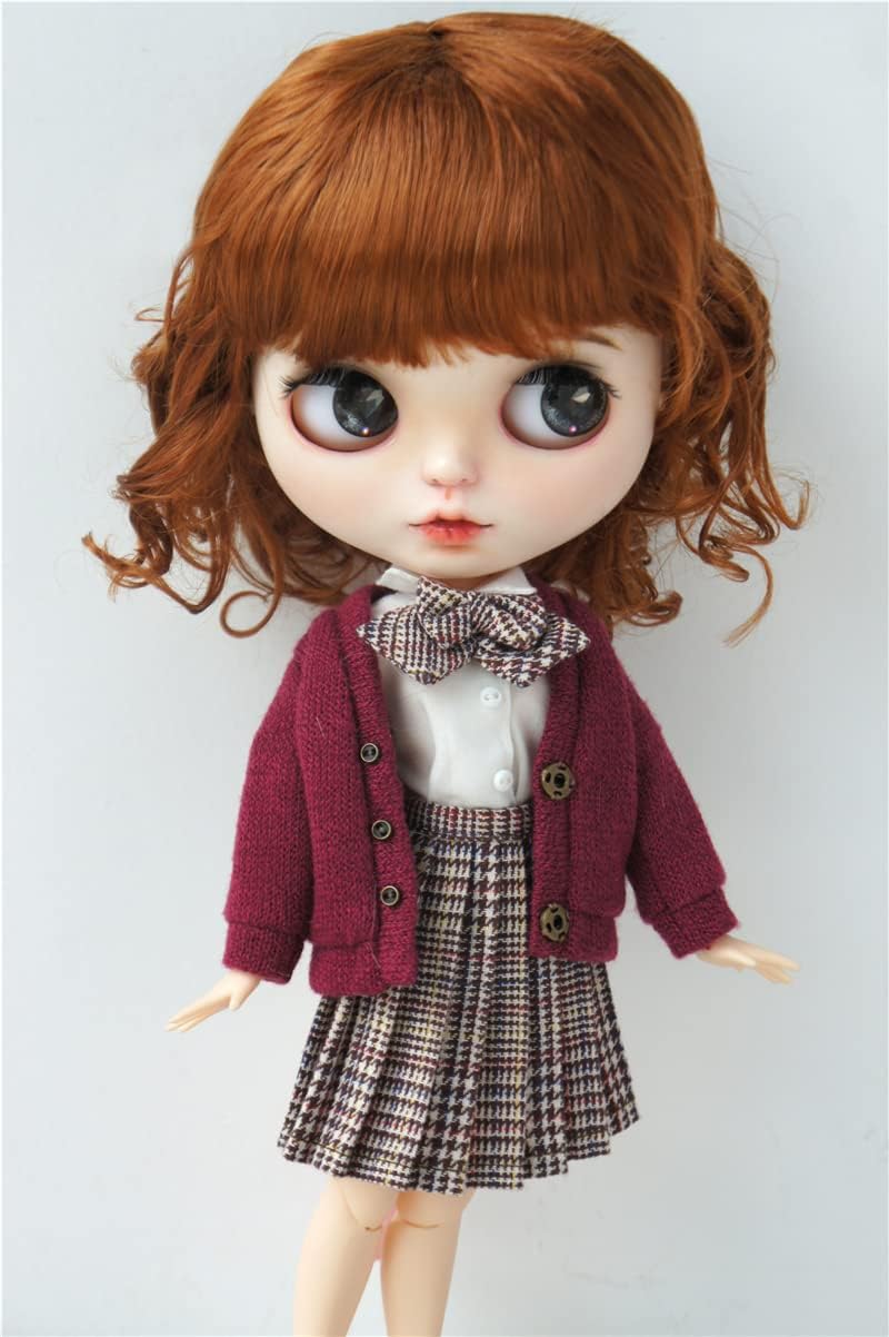JD260 10-11inch 26-28CM Doll Wig for Girl! Boneka Slight Lady Curls Synthetic Mohair BJD Wigs Blythes Accessories (L.t Carrot)