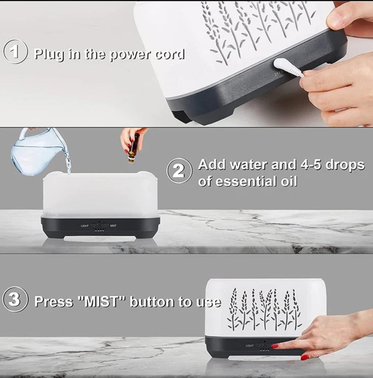Essential Oil Diffuser, Desktop Flame Humidifier, Low Noise 200ml USB Charging Wood Grain Aromatherapy Premium Humidifier Realistic Flame Effect, Night Light, Yoga, and Gym 3