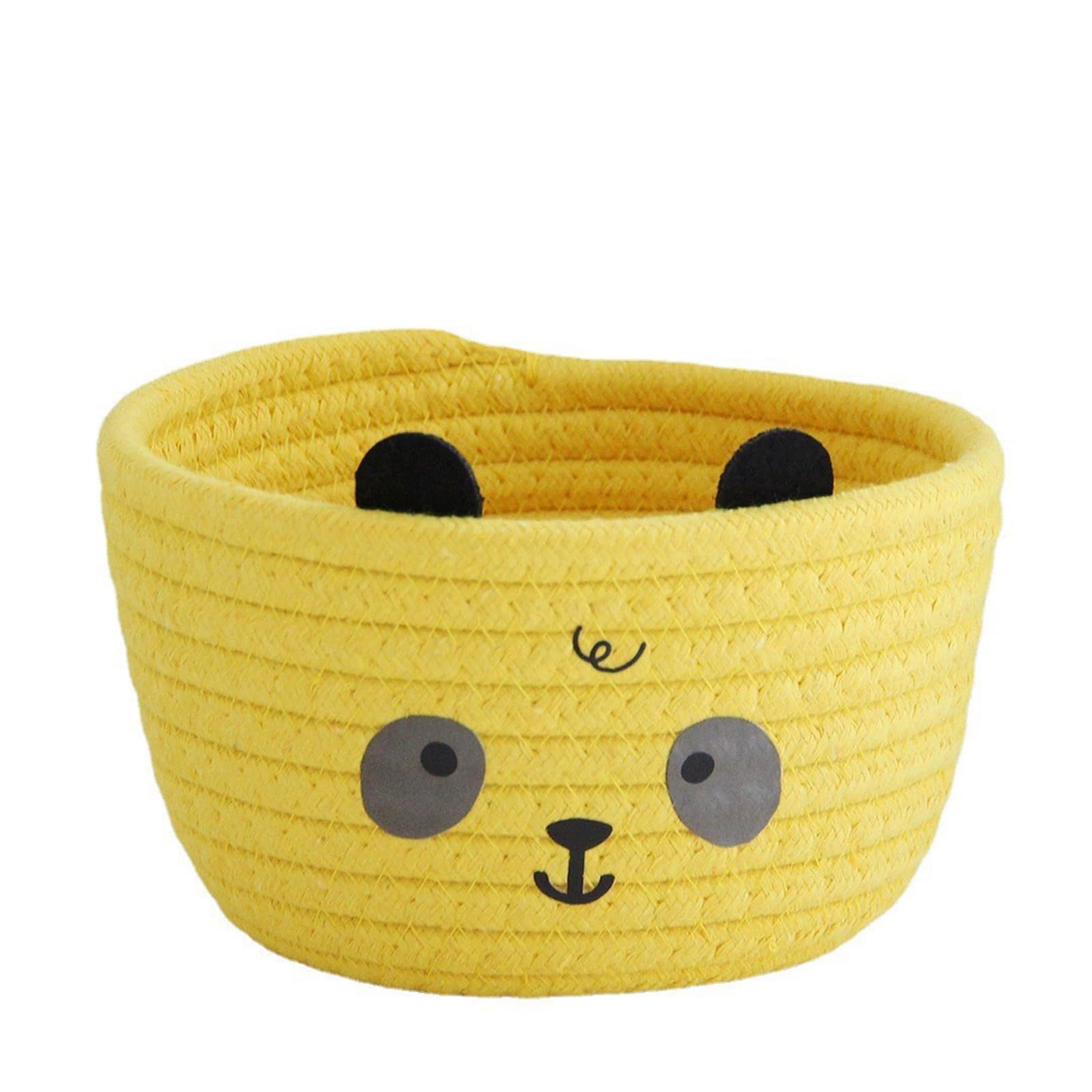 Yhplxyuus Charm Lovely Bear and Pandas Sturdy Cotton Rope Storage Basket for Efficient Space Saving Designs Home Organization Home Decoration Basket