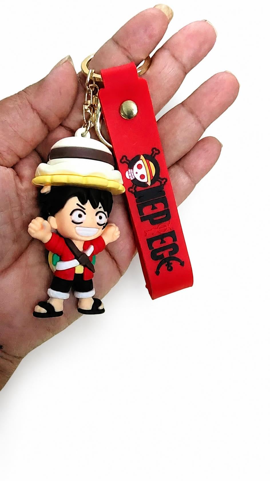 kreesha prodigy one piece luffy chibi keychain with red strap