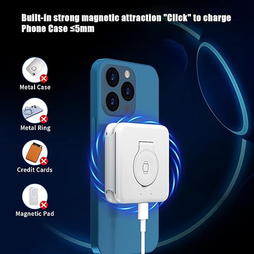 Miniatura 6 de Cargador inalámbrico 3 en 1, estación de carga plegable, almohadilla de carga inalámbrica magnética compatible con iPhone 15141312 Pro Max Plus,