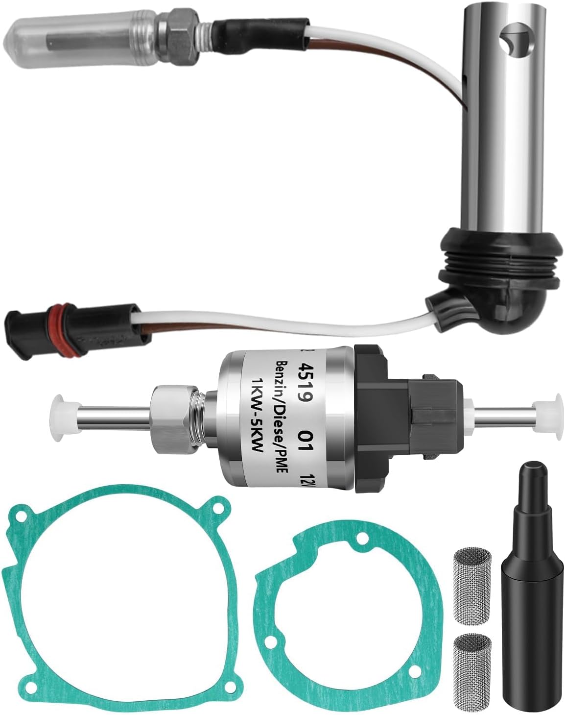 12V Heater Glow Plug Repair Kit and 12V Fuel Metering Pump Heater 22451901 Fit for Eberspacher Espar Airtronic 2KW D2 D4 D4S, Parking Heater Maintenance with Strainer Screen