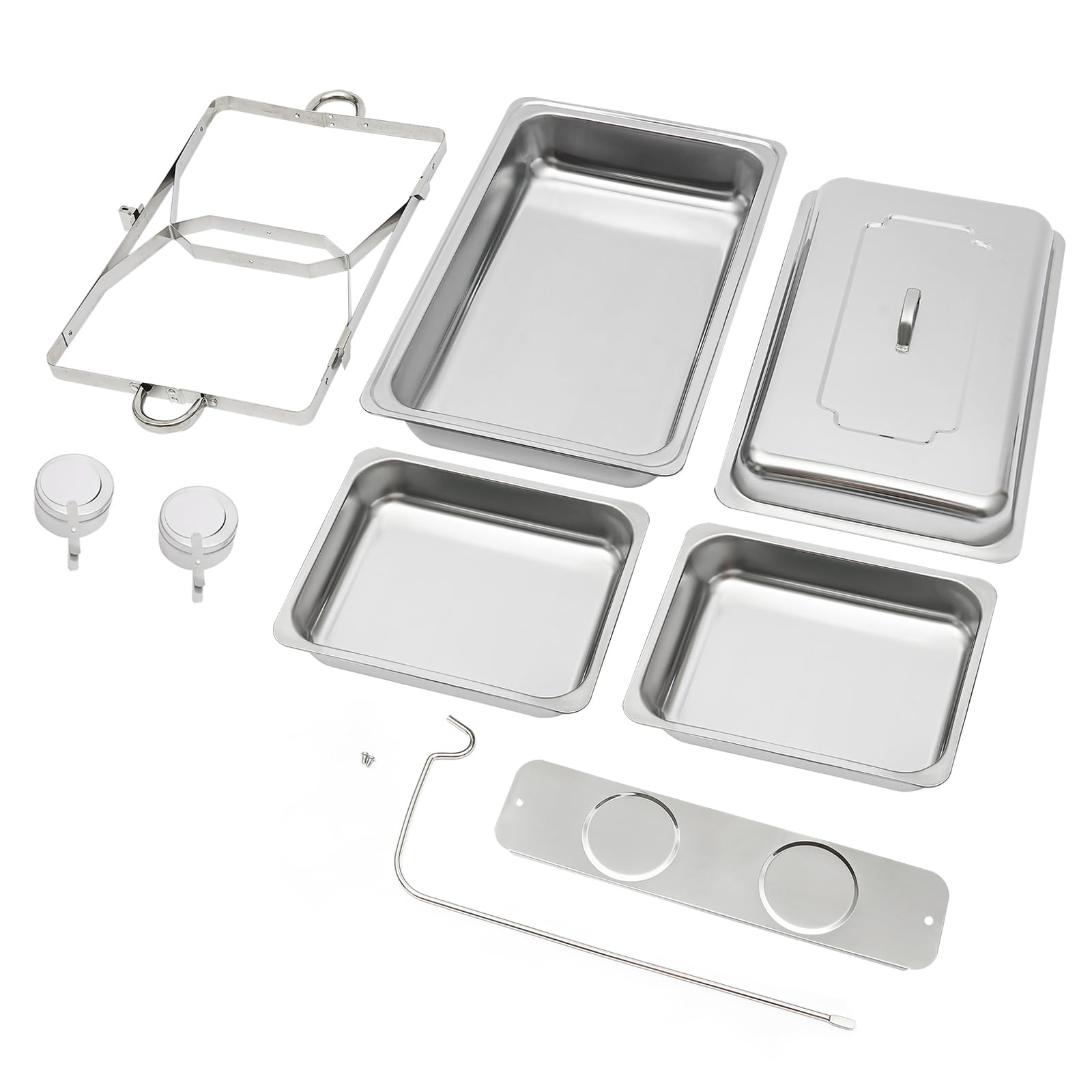 Chafing Dish - Set di scaldavivande professionali in acciaio inox, 9 l, set di contenitori termici per buffet, per catering buffet e feste, con copertura (2)