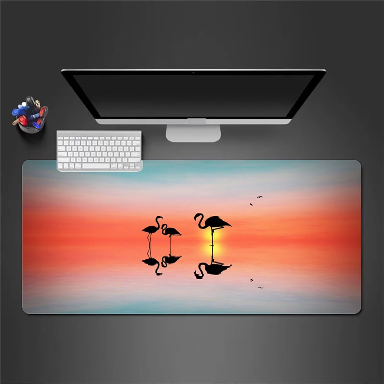 Tappetino Mouse Gaming Paesaggio Tramonto Grande Mouse Pad XXL 1200x600x3mm Confortevole Lavabile Antiscivolo Tappetino Scrivania Tappetino per Mouse da Gioco per Casa Ufficio Sala Giochi
