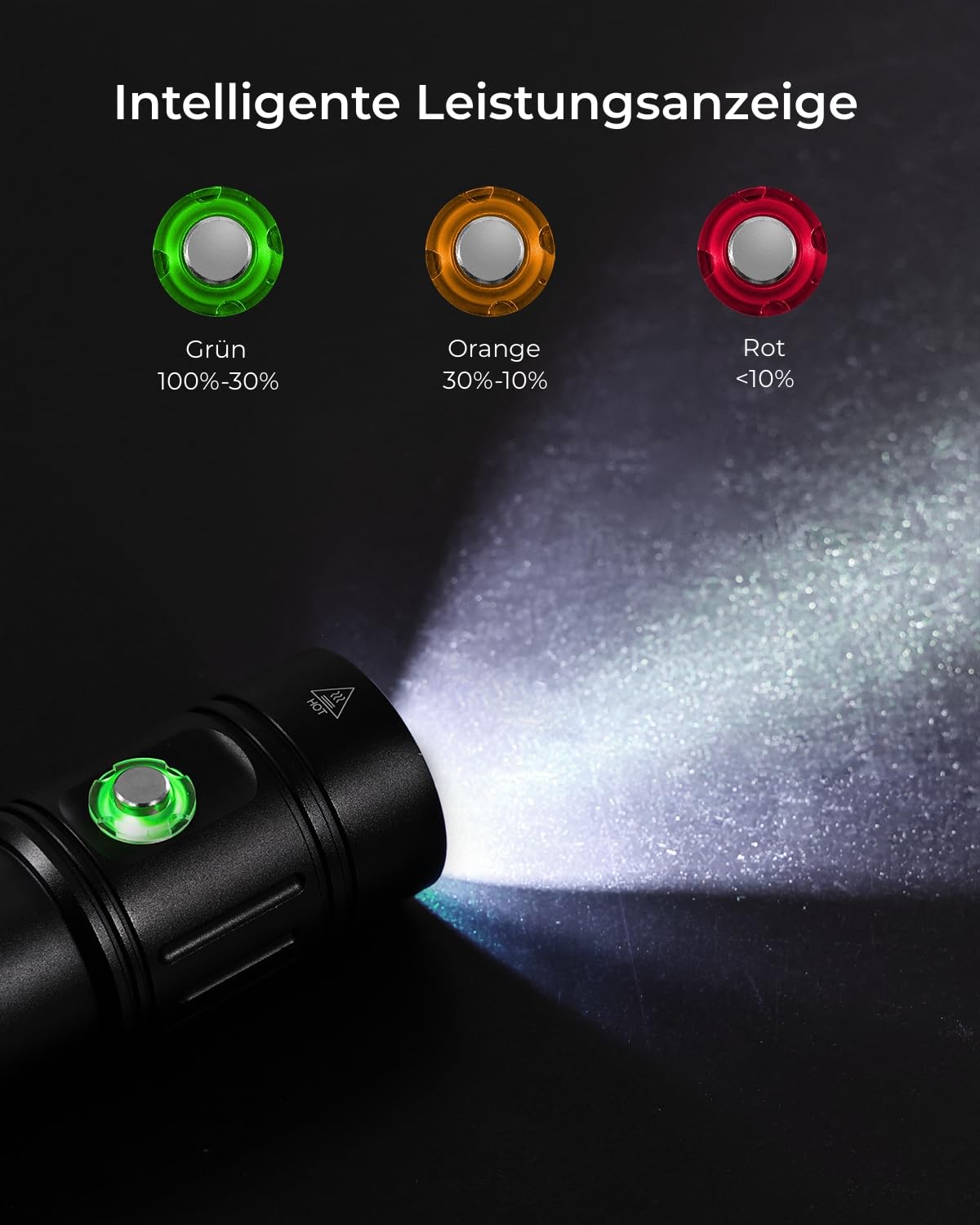 APLOS AP02 Tauchlampe, 2500 Lumen Tauchen Taschenlampe Wiederaufladbar, Leistungsanzeige, IPX8 Wasserdicht, Unterwasser Taschenlampe mit 5000mAh Akku und Ladegerät