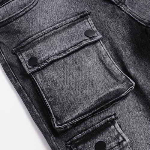 Men's Trendy Denim Elastic Zipper Button Mid Waist Workwear Pocket Jeans4