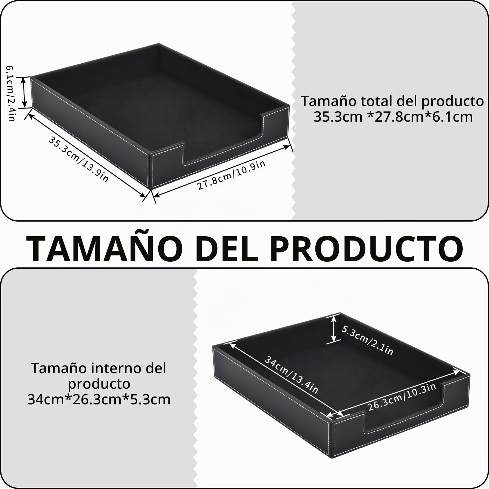 Bandeja de cartas de cuero, organizador de escritorio para suministros de oficina, papel de correo, archivos, revistas, joyería, cosméticos, elegante bandeja para cartas y caja de almacenamiento de