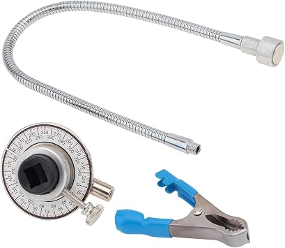 Torque Angle Meter, 1/2" Drive Wrench Angle Gauge, Angle Wrench with Flexible Clip Arm, CR-V Steel