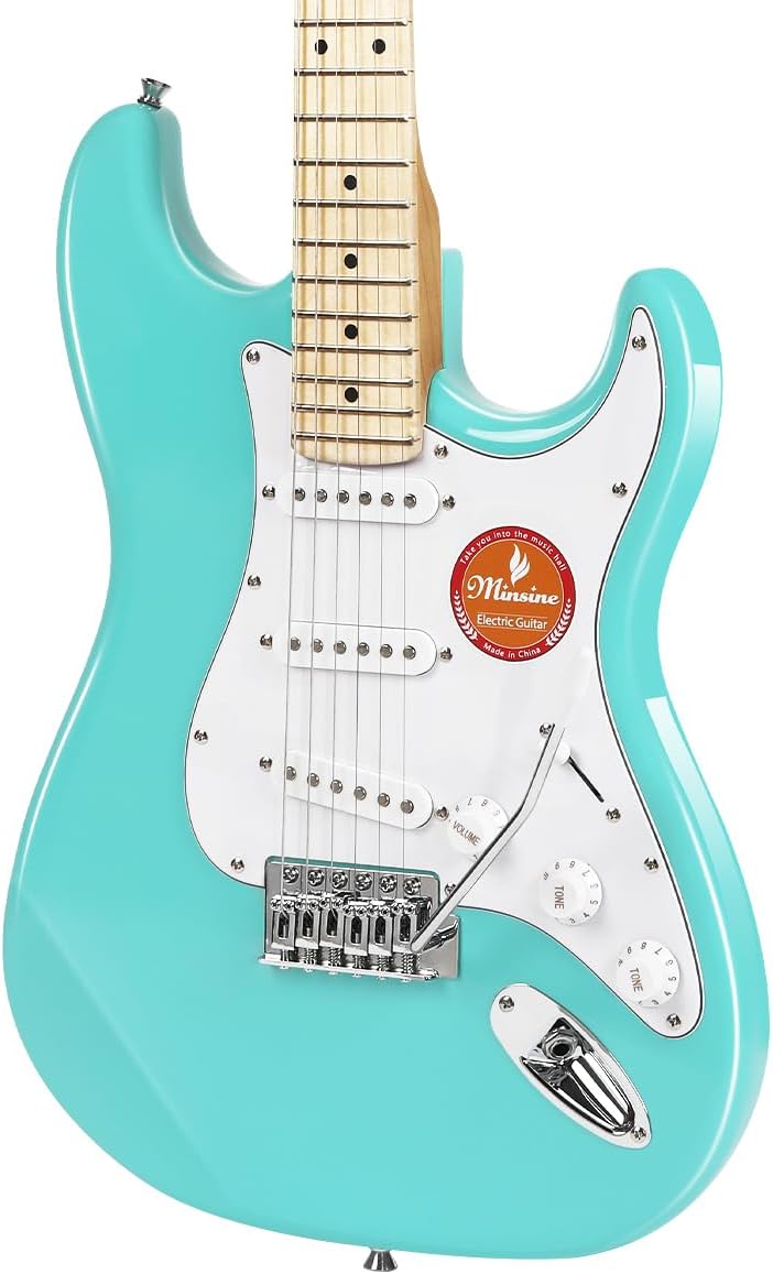 Electric Guitar Beginner Kits, 6 Strings 39 Inch Solid Body Guitarra Electricar Set for Adults With Gig Bag, Strap, Tremolo Arm, Cable & Picks MS100 (Green1)