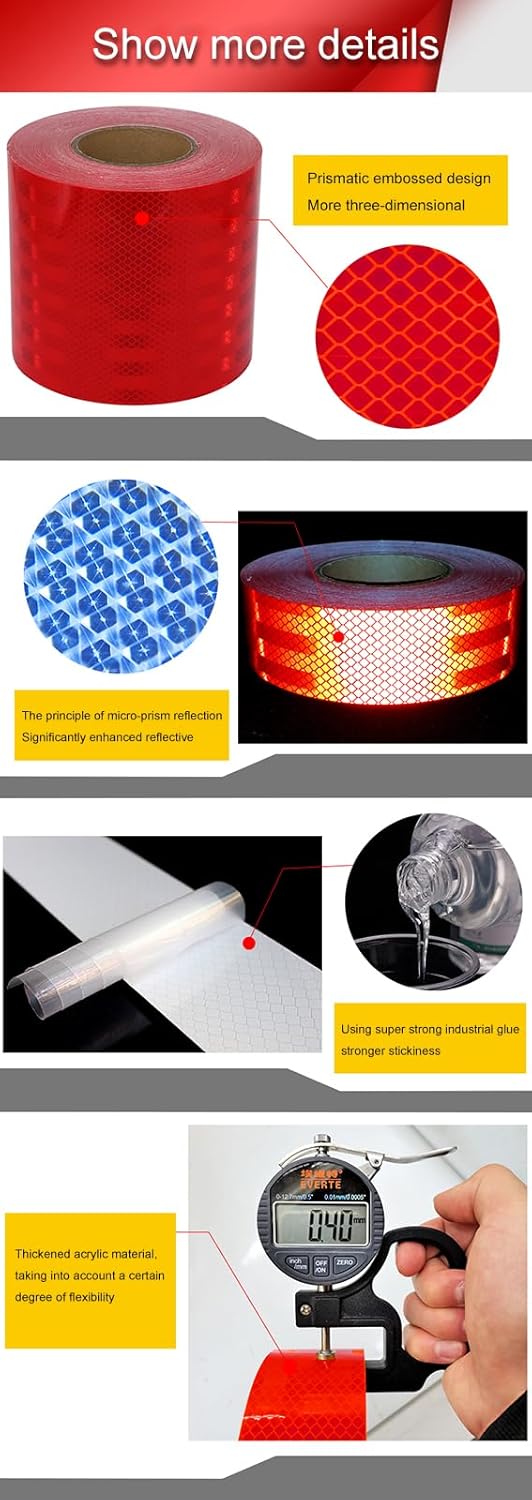 Reflective Tape, Reflective Safety Tape, Waterproof Visible,2-20centimeters Wide, 10-45meters Long(15cm,45m)