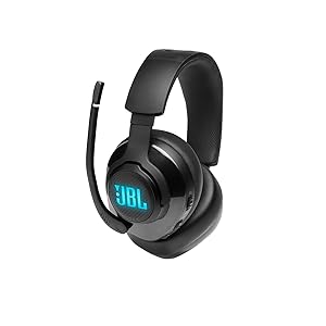 JBL Quantum 400 - USB over-ear gaming headset with game-chat balance dial, JBL QuantumSURROUND and DTS, Voice focus directional flip-up mic and memory foam ear cushions (Black)