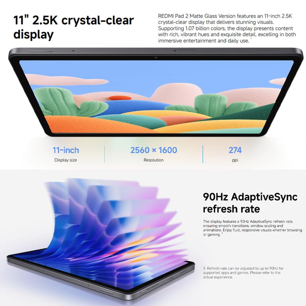 XIAOMI Redmi Pad 2 Tablet Bambino 4+128GB (Grigio) - MediaTek Helio G100-Ultra, Schermo 11" 2.5K, Batteria 9000mAh + Ricarica Rapida 18W, Telecamere 8MP+5MP, Bundle con Pennino e Custodia HyperOS