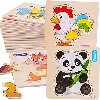 Comprar 16 PCS Puzzle Madera Niños y Niñas 1, 2 años y 3, Detalles para Cumpleaños Infantiles y Guardería, Juguetes Montessori Educativos, Regalos Originales, Puzzles de Madera con Animales (16 Puzzles)
