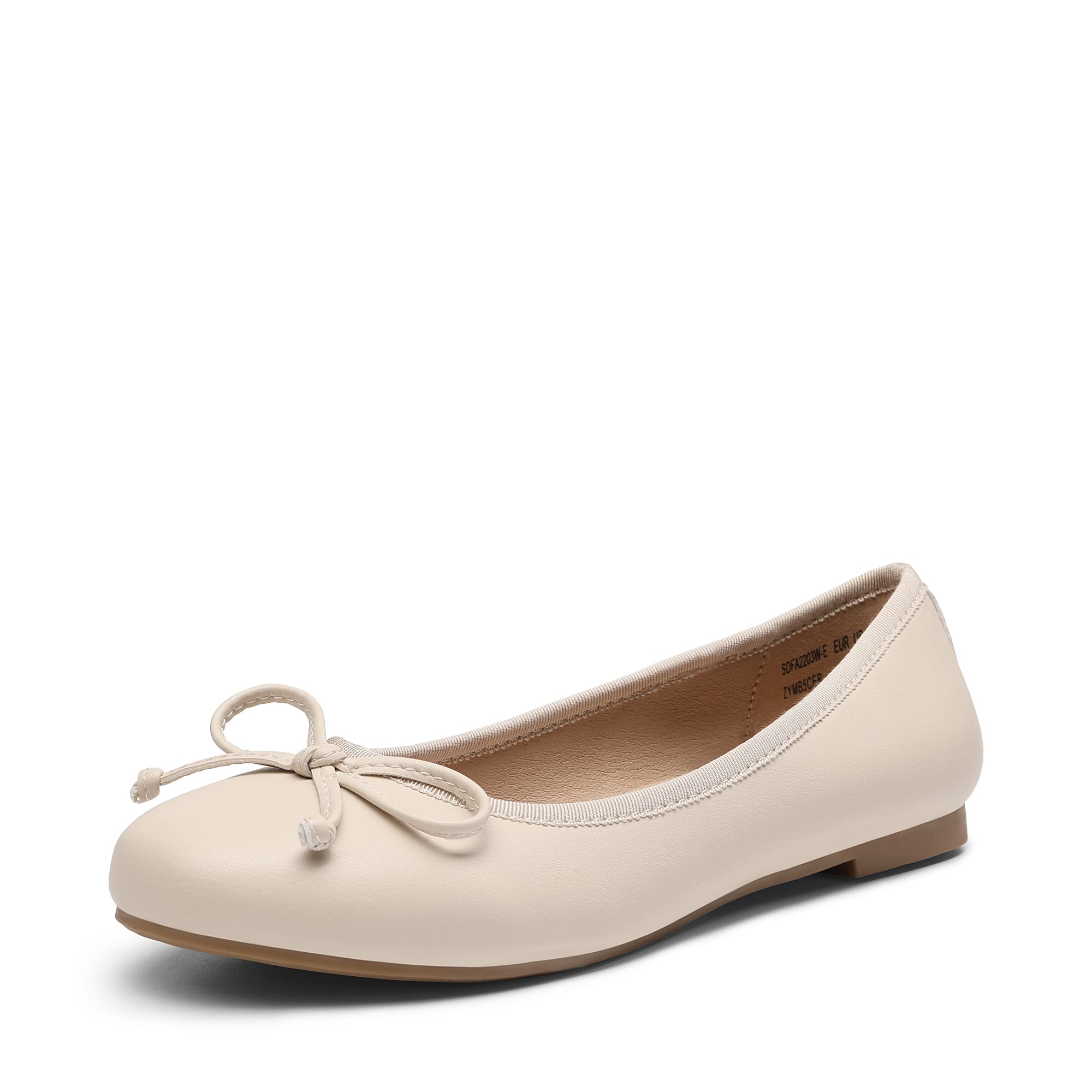 DREAM PAIRS Womens Classic Bow Flats Ballerina Slip on Formal Casual Pumps Style Shoes,Size 5,Beige,SDFA2203W-E