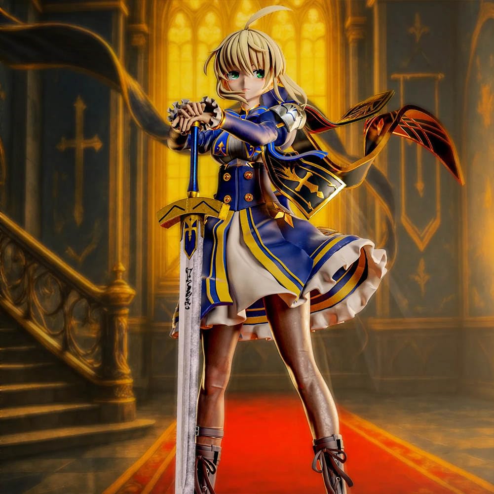 Zhongkaihua Altria Pendragon figurka szabla Altria Pendragon figurka 24 cm PCW z mieczem anime dziewczyna kolekcjonerska na biurko, półka dekoracja pokoju, prezent dla fanów