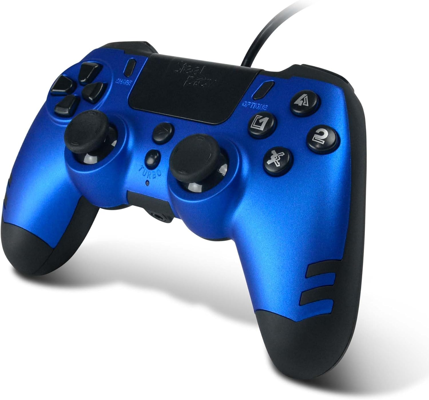 A dalt view of STEELPLAY Wireless Controller showing all buttons and analog sticks