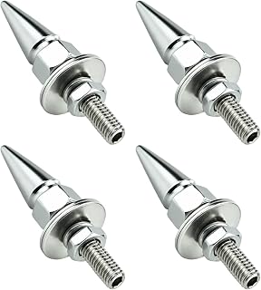 Abfer Car License Plate Screws Spike Shape License Plate Fasteners Bolt 4Pcs Anti Theft License Plate Screw Frame Kit Fit for Most Vehicle Motorcycles Trucks (Silver)