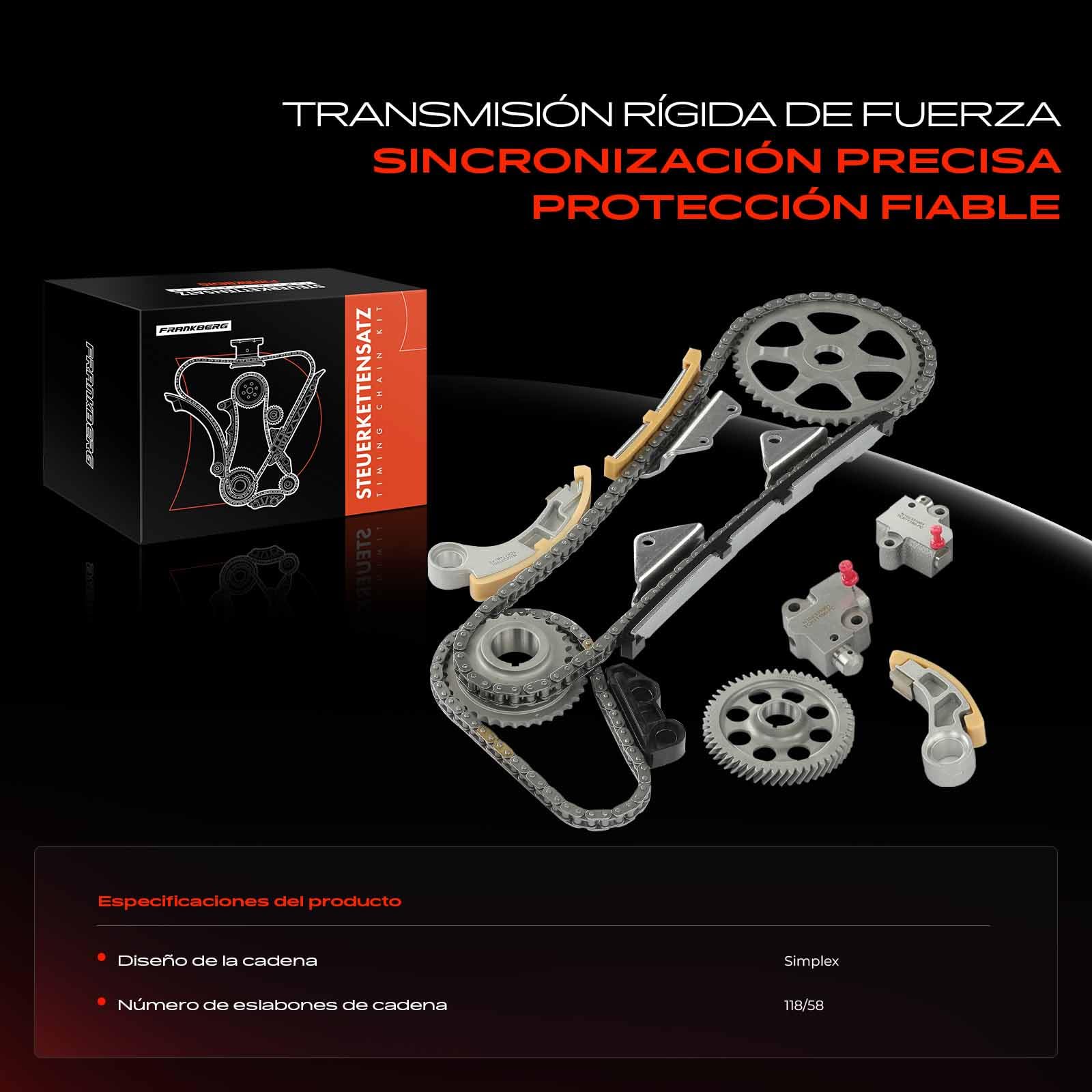 Frankberg Kit de cadena de distribución N22A1/N22A2 13620RBDE00 | Compatible con: Accord VII Tourer CM CN, Civic VIII Hatchback FK FN, Accord VII CL CN, CR-V III RE, FR-V BE, CR-V II RD