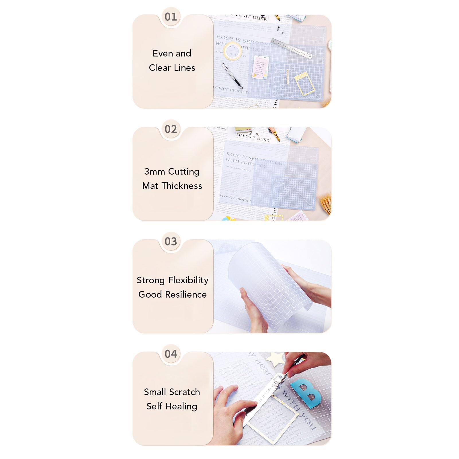 Non Slip Cutting Mat, Transparent Cuttingboard Craft Cutting Board For - View #7