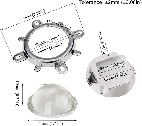 Miniatura 5 de Chanzon Lente LED de vidrio óptico (1.732 pulgadas, 1.732 pulgadas) + carcasa colimadora reflector de 1.976 pulgadas + soporte fijo con soporte para