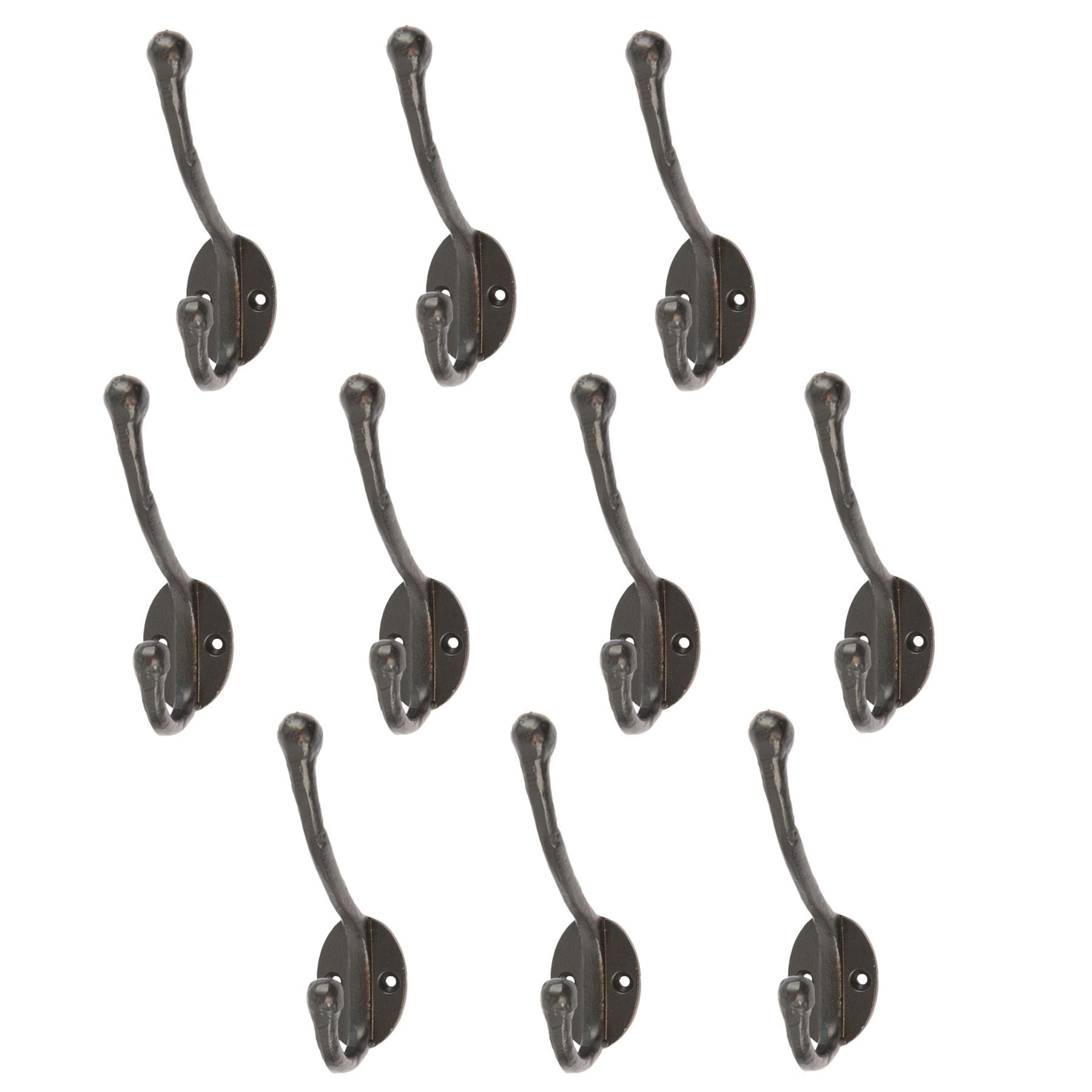 Hammer and Tongs - Rounded Hat & Coat Hook - W35mm x H125mm - Black - Pack of 10