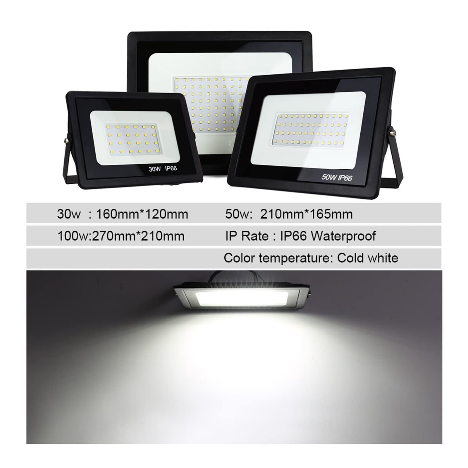 Światło powodziowe LED 5 0W 100W 200w Światło ciekłokrystaliczne IP66 Wodoodporne ultra cienkie reflektor oświetlenia oświetlenie DOPROWADZIŁO Reflektor Na zewnątrz wodoodporny(150W)