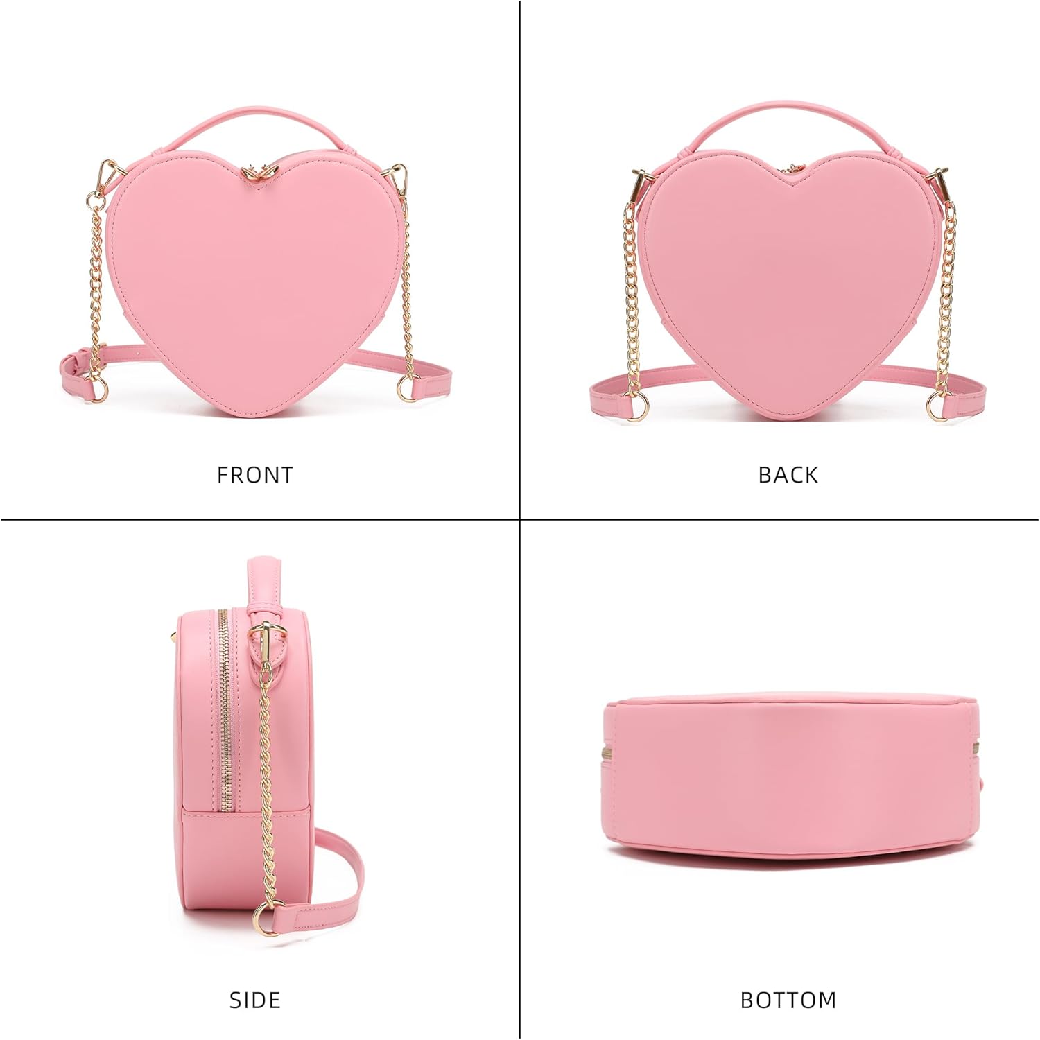 lola mae Heart Shape Crossbody Purse for Women – Cute Valentine’s Gift Handbag, Zip-Around Shoulder Bag for Teens - Image 4