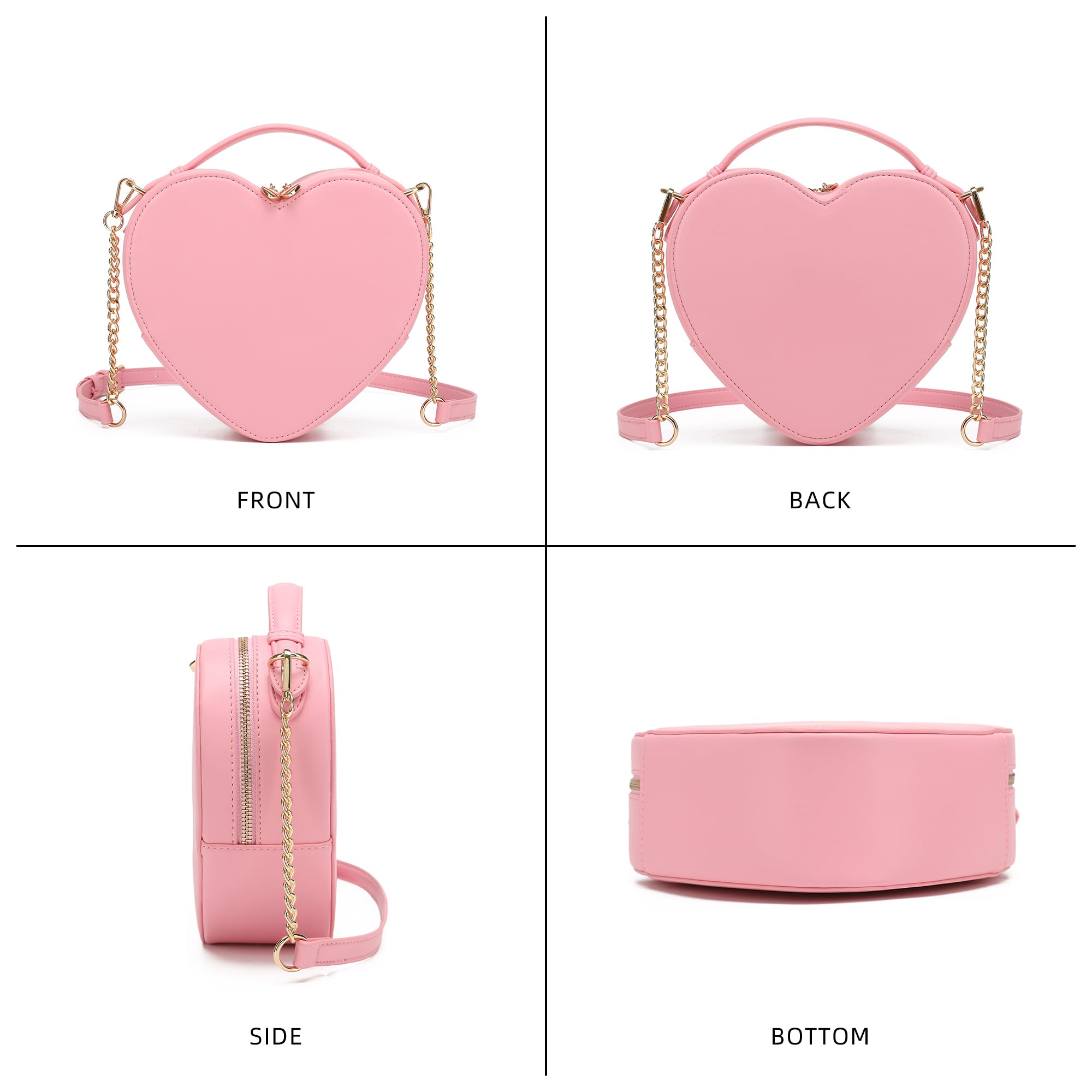 lola mae Heart Shape Satchel Crossbody Purse for women Zip Around Shoulder Bag