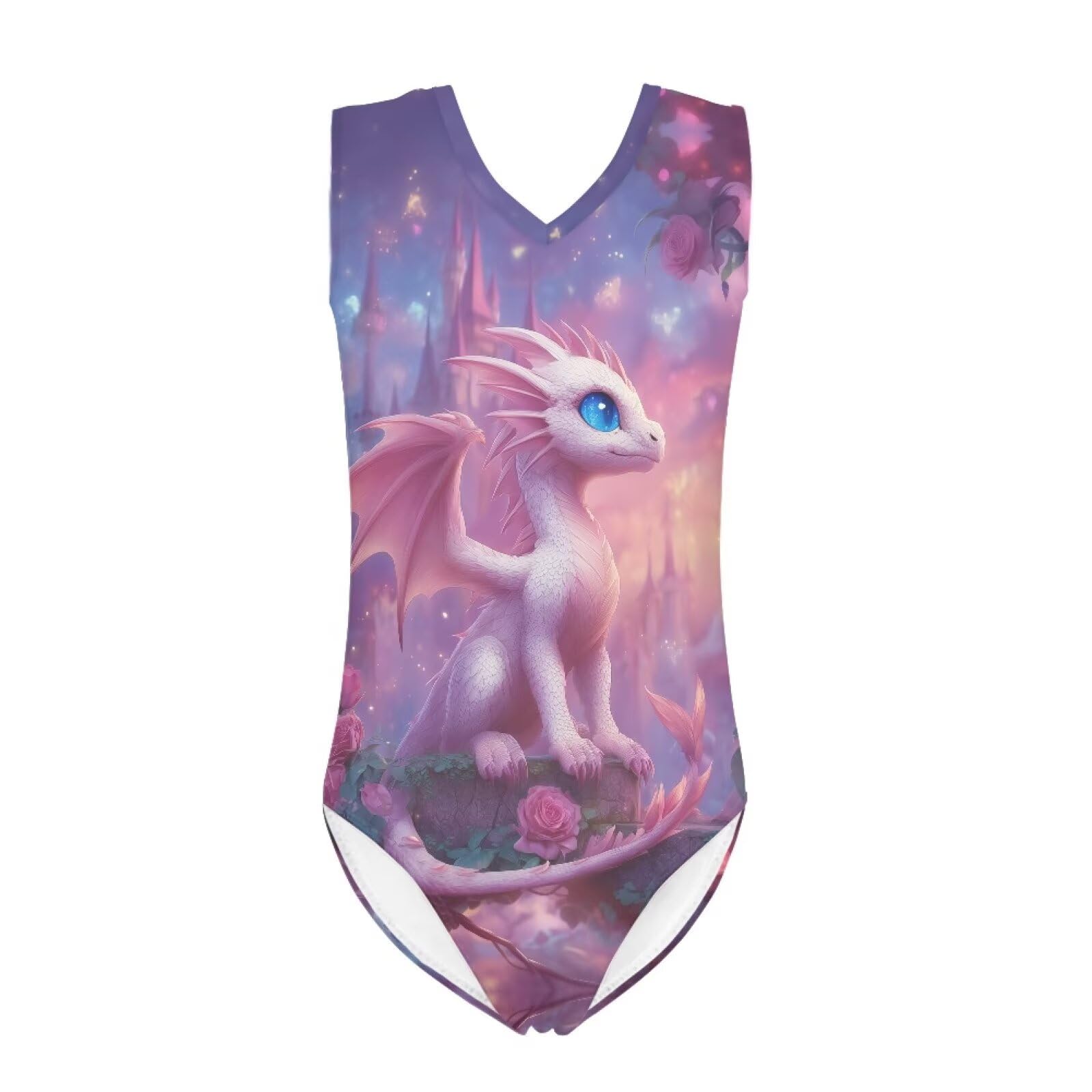Girls Swimsuits Size 3-14 Kids Summer Sleeveless One Piece Bathing Suit Beach V-Neck