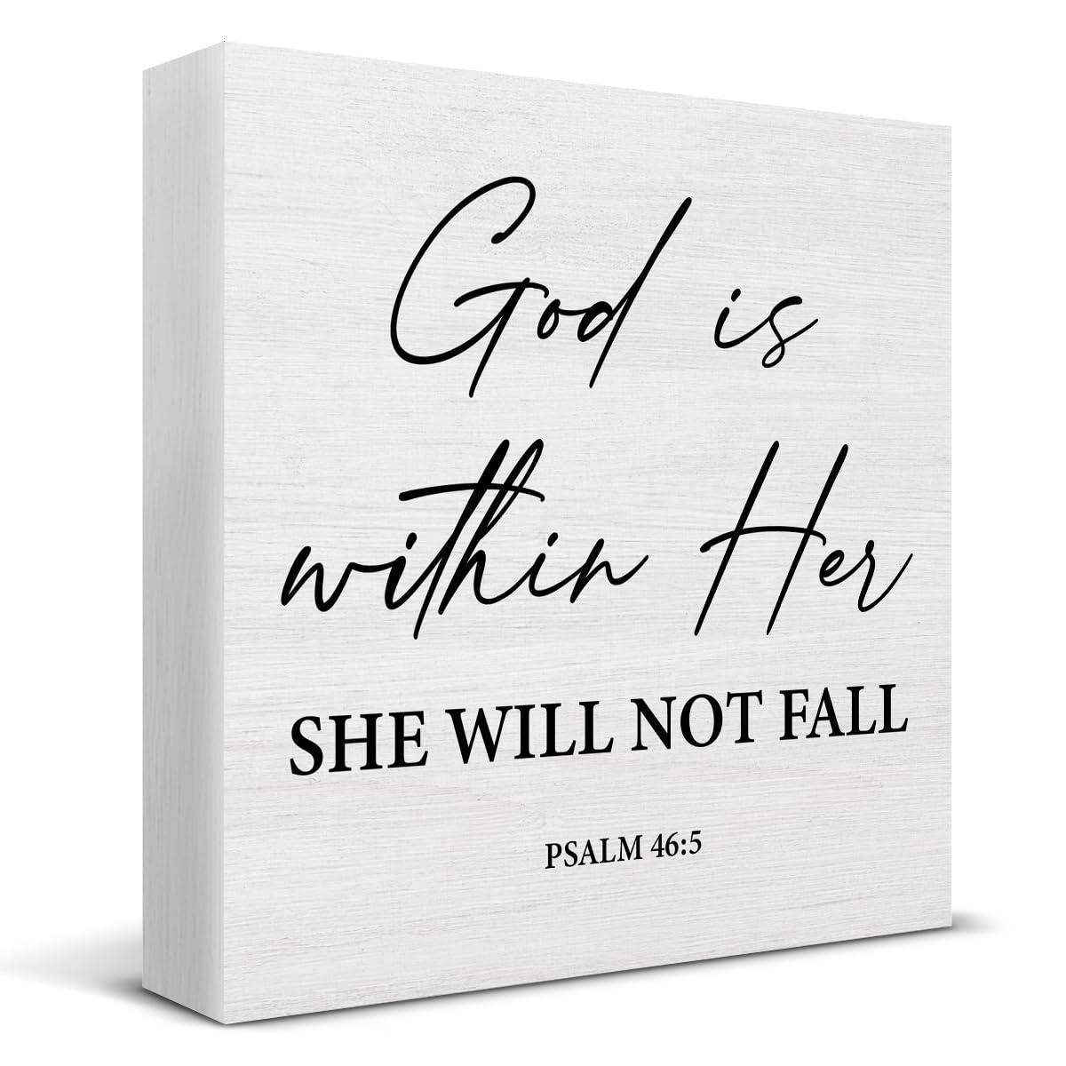 Christian Desk Decor Bible Verses Religious Gifts for Women Her, Inspirational God Is Within Her Psalm 46:5 Wooden Sign Farmhouse Christian