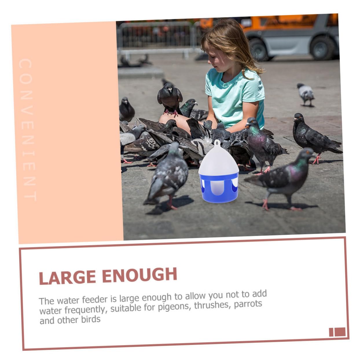 Mangeoire à Pigeons Portable Réutilisable 2 Pièces PVC 2l