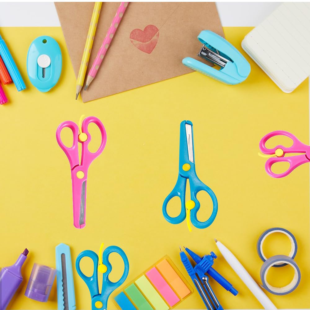 Forbici Bambini, Artigianali Forbici per Bambini, Confezione da 2 Forbici per Bambini Principianti, Plastica Forbici, Applicabile a Forbice Sopra i 3 Anni Nella Scuola Materna