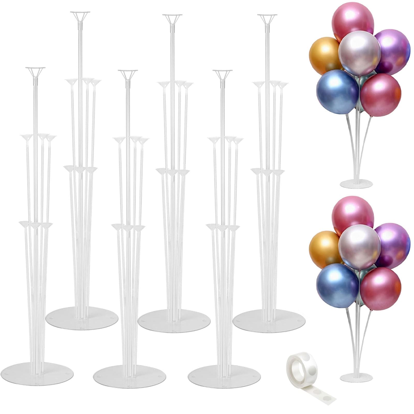 6 Pack Balloon Stand Kits, Reusable Balloon Sticks Holder with Base for Table & Floor Centerpieces, Perfect for Graduation Birthday Baby Shower Gender Reveal Wedding Party Decorations