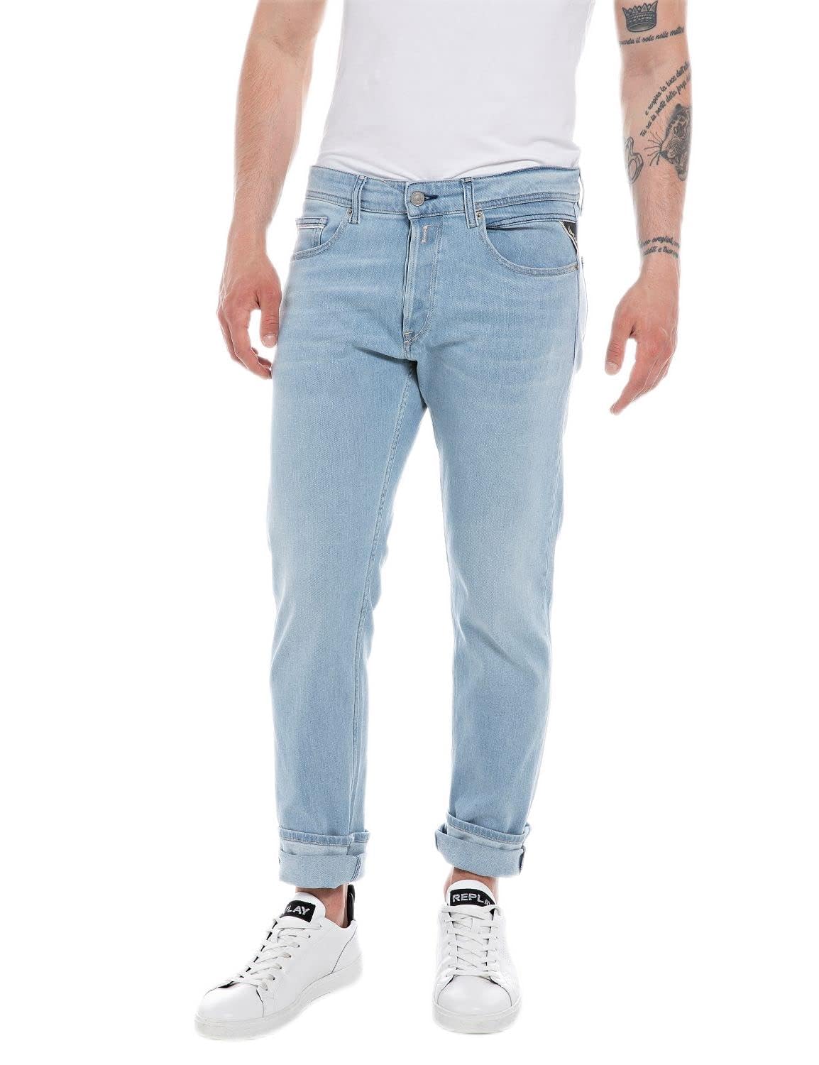 REPLAY Herren Jeans Grover Straight-Fit mit Stretch, Light Blue 010 (Blau), 29W / 34L