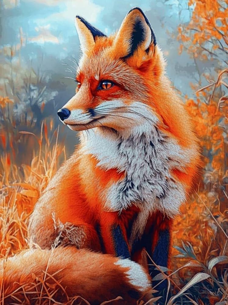 COKYIS Stamped Cross Stitch Kits 11CT Counted Printed Cross Stitch Kit Fox Preprinted Pattern Embroidery Starter Kit for Beginner and Adults 40x50cm