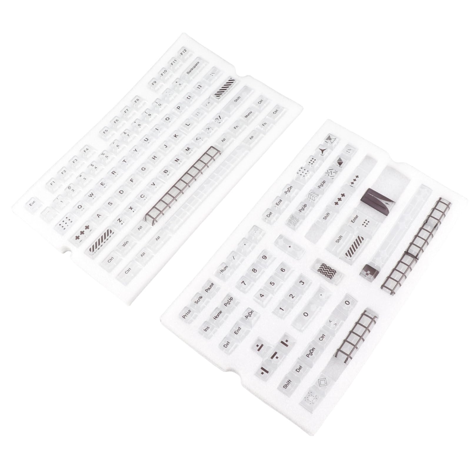 145 klawiszy, przezroczyste nasadki klawiszy do Cherry Height, zestaw przezroczystych nasadek klawiszy KCA z uchwytem do kluczy, uniwersalne klawisze mechaniczne ABS dla układów 60% do
