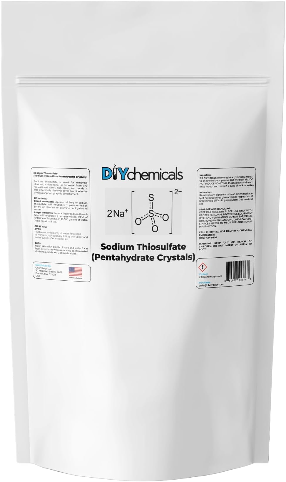 DIYChemicals Sodium Thiosulfate | Chlorine Neutralizer Solution – Chlorine Remover for Pools, Pond, Aquarium, Hot Tubs, Hydroponic Ecosystems, Plants - 5LBS