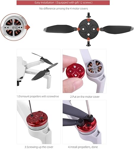 Miniatura 5 de Darkhorse - Tapa de aluminio mejorada para motor de 4 piezas para DJI Mavic Mini Dron, accesorio a prueba de polvo, impermeable, soportes de