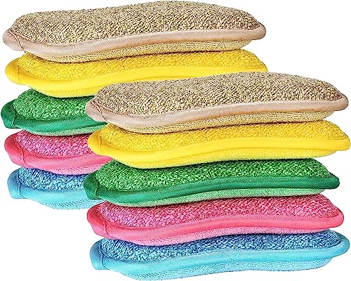 Mcftvun 10 Pack Multipurpose Kitchen Scrub Sponges, Heavy Duty Cleaning...