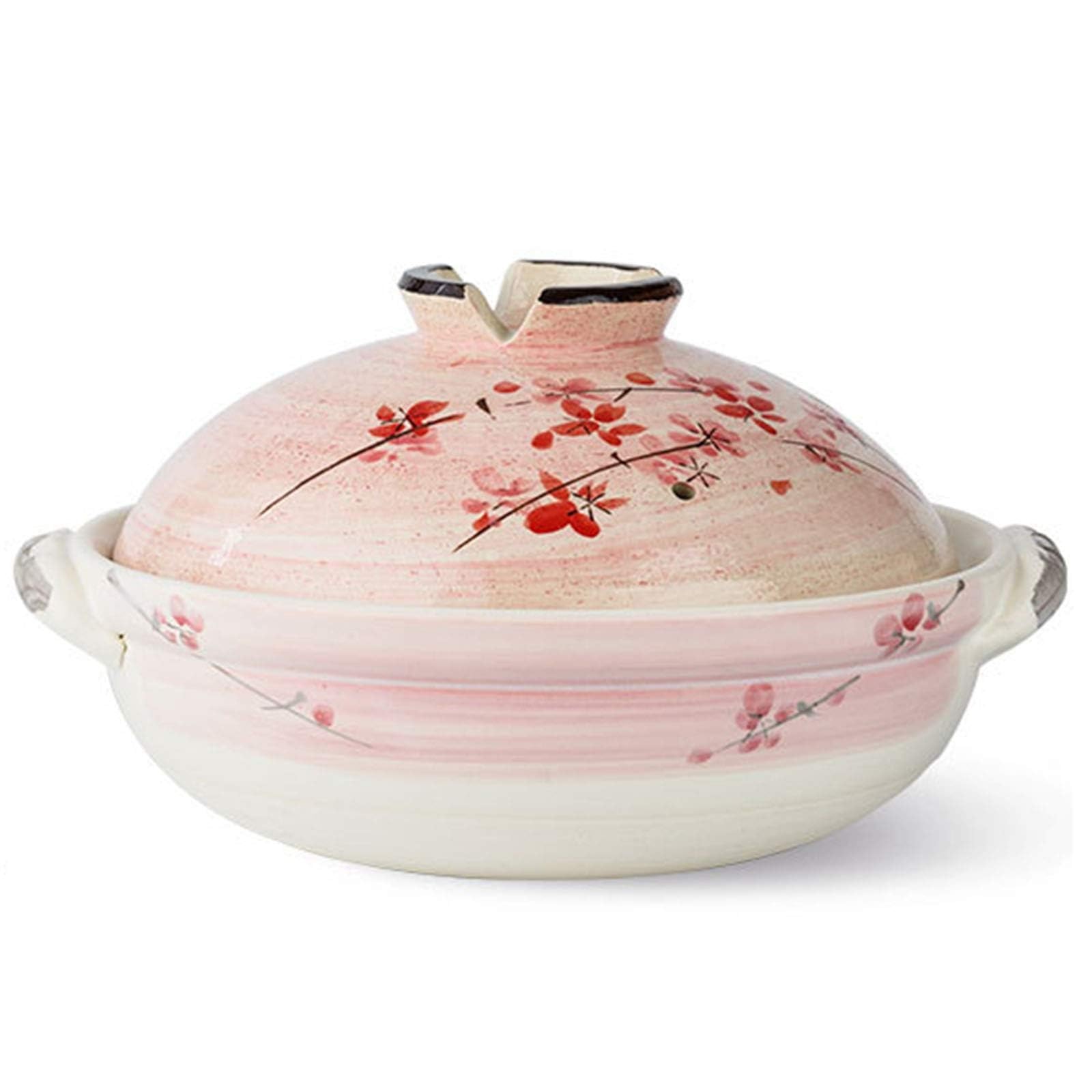 MYUYEE Soup Pot Colorful Ceramic Hot Pot, Heat Resistant Casserole With Lid,Small Round Earthenware Clay Pot, Rice Cooker For Stew Soup Noodles,1.2L
