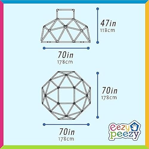 Vista 16 de Eezy Peezy Mega Pyramid Monkey Bars Torre de escalada Activa Diversión al aire libre para niños de 3 a 8 años de edad, azul/verde