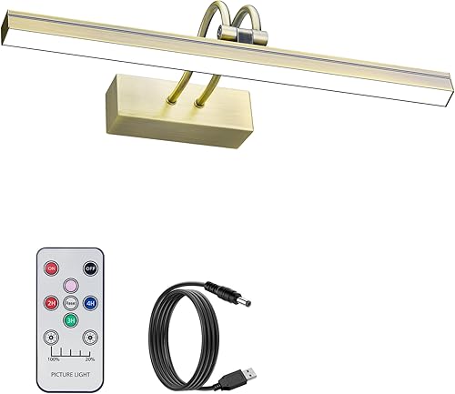 Miniatura 1 de FUNCHDAY Luz de imagen inalámbrica, luces de imagen recargables de 13 pulgadas con temporizador remoto, luz de galería regulable de 280 lúmenes,