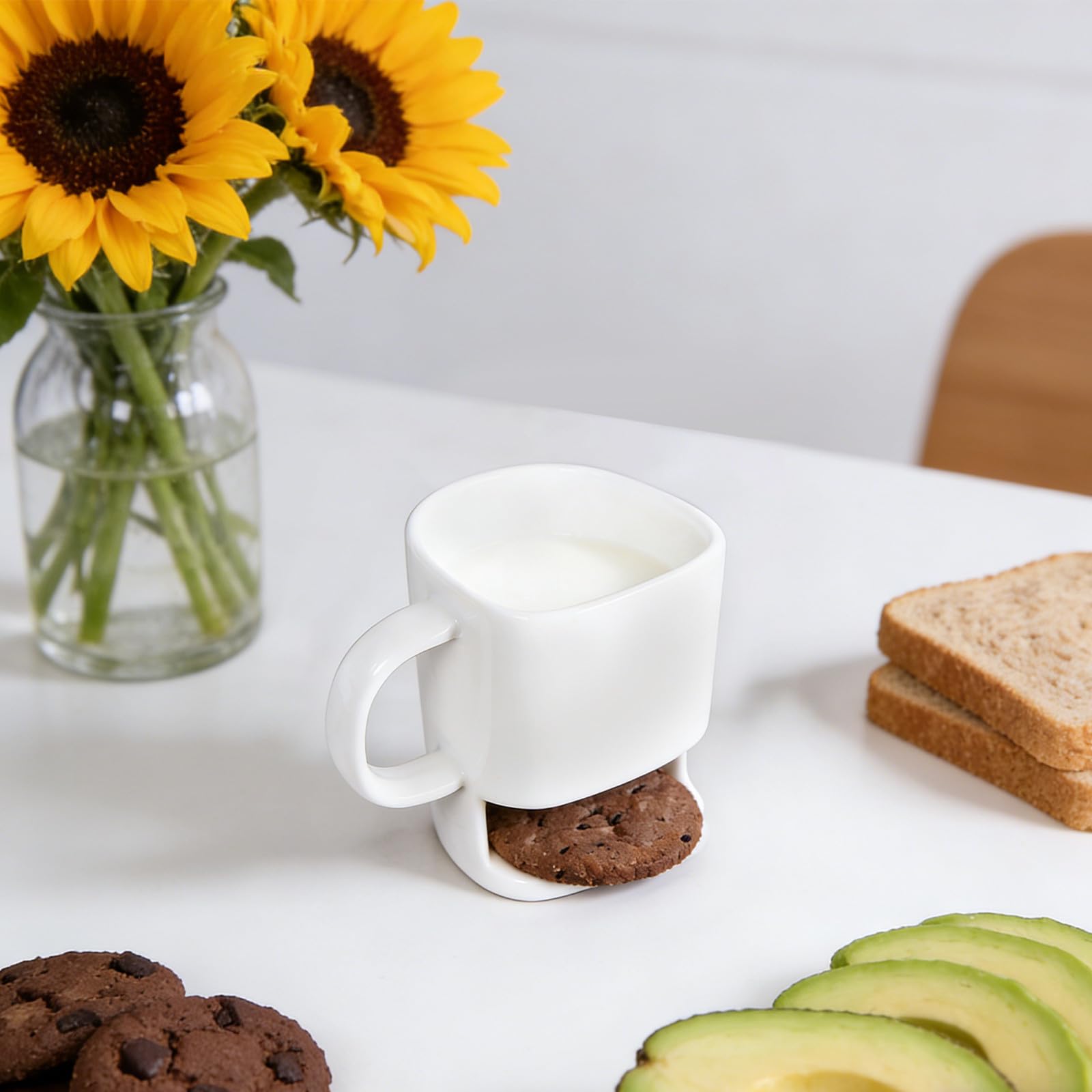 BESPORTBLE 2er-Set Keramikbecher mit Fach – 225 ml Frühstücksmilchbecher mit Kekshalter – Kaffeebecher für Feste und Weihnachten