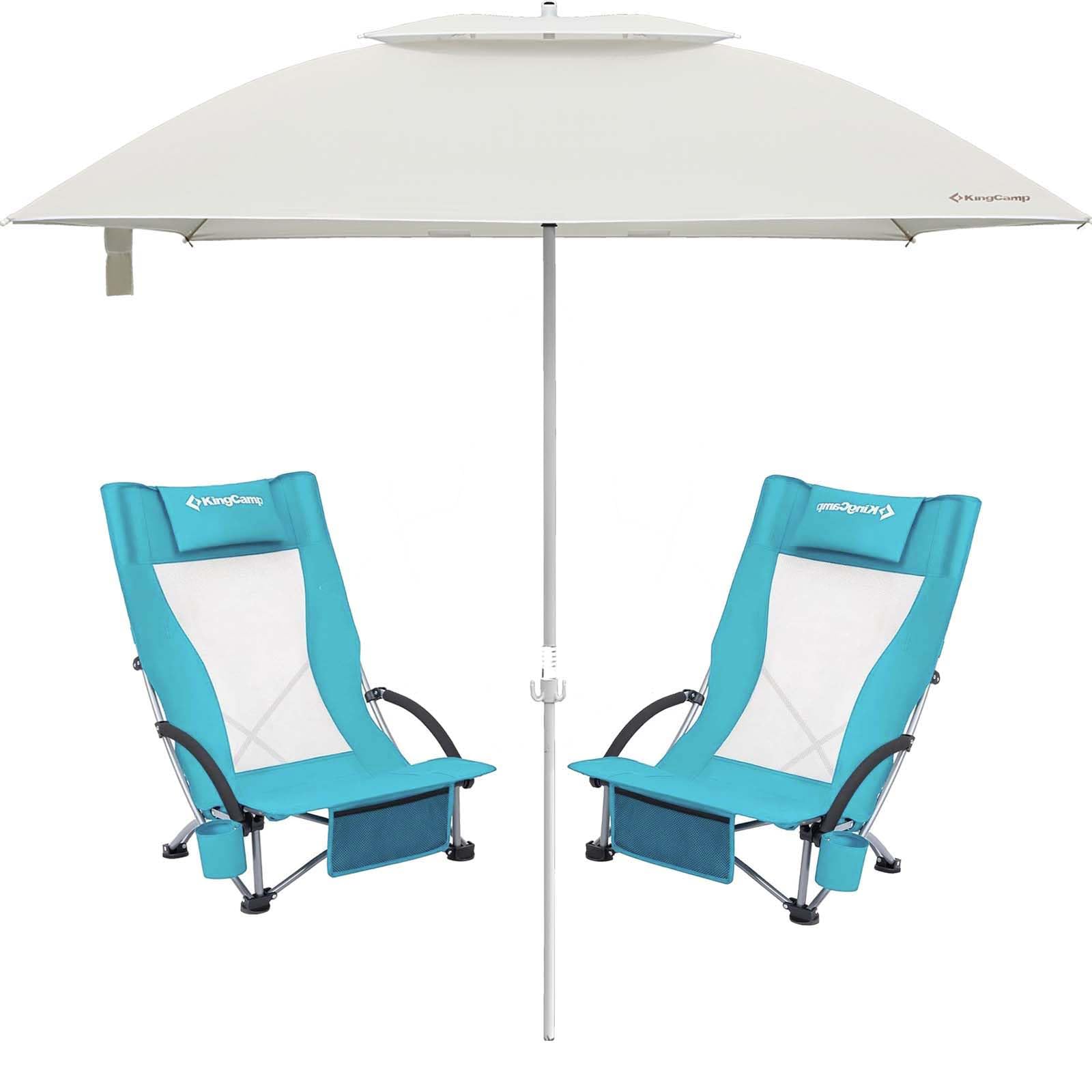 KingCamp High Beach Chair & Beach Umbrella