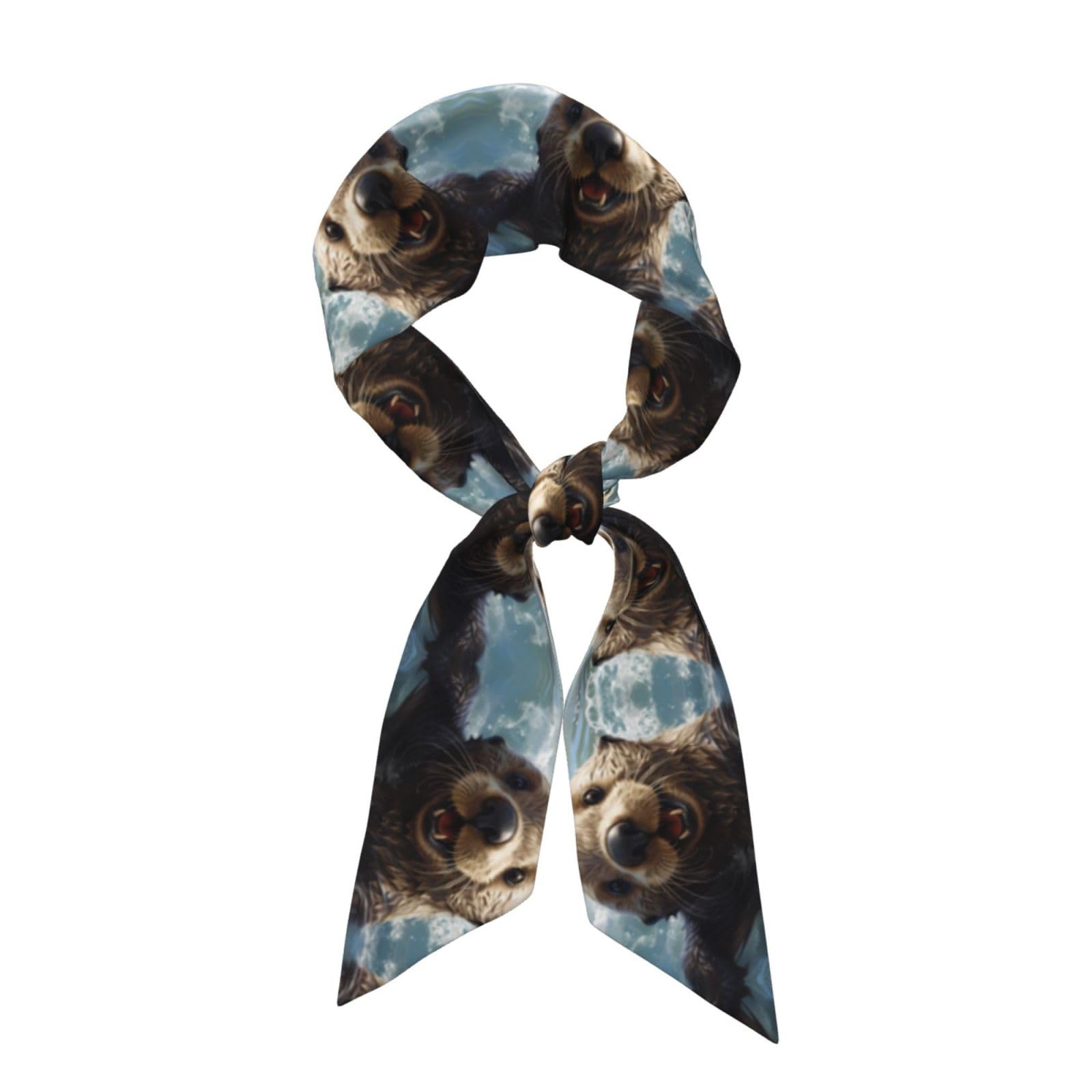 Whjshop Women's Black Sea Otter Picture Fashion Scarf - Head Hair Accessories Versatile Scarf For Valentine's Day And Mother's Day, One Size