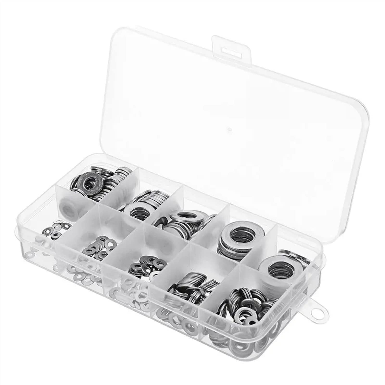Kit O-ring in gomma SW3 400 pezzi Set di assortimenti rotondi con rondelle piatte in acciaio inossidabile 304 M2/2,5/3/4/5/6/8/10 Guarnizione di tenuta - Kit guarnizioni assortite